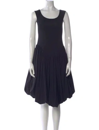 Pre-owned Khaite Scoop Neck Midi Length Dress In Black