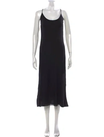Pre-owned Khaite Scoop Neck Midi Length Dress In Black