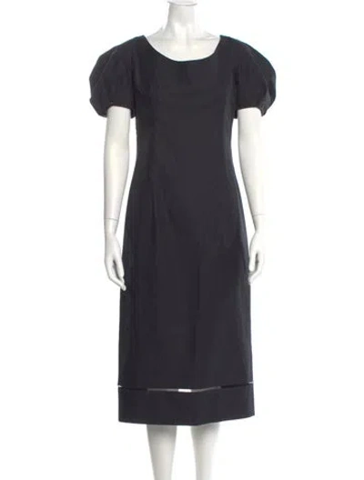 Pre-owned Khaite Scoop Neck Midi Length Dress In Gray