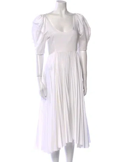 Pre-owned Khaite Scoop Neck Midi Length Dress In White