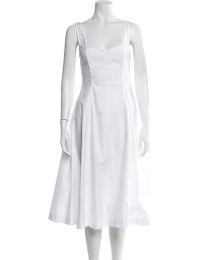 Pre-owned Khaite Scoop Neck Midi Length Dress In White