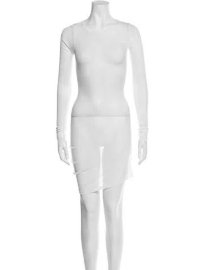 Pre-owned Khaite Scoop Neck Mini Dress In White