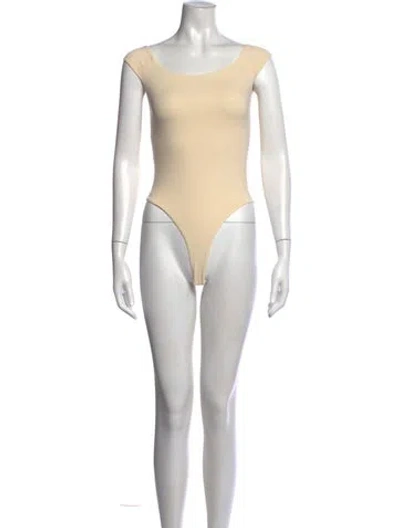 Pre-owned Khaite Scoop Neck Short Sleeve Bodysuit W/ Tags In Neutrals