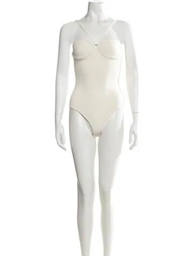 Pre-owned Khaite Scoop Neck Sleeveless Bodysuit In White