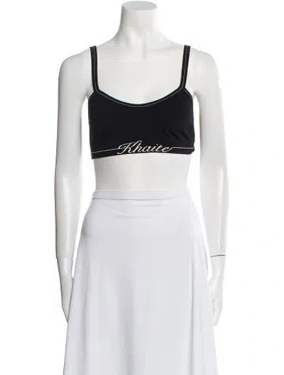 Pre-owned Khaite Scoop Neck Sleeveless Crop Top In Black
