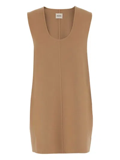 Khaite Scoop-neck Sleeveless Dress In Brown