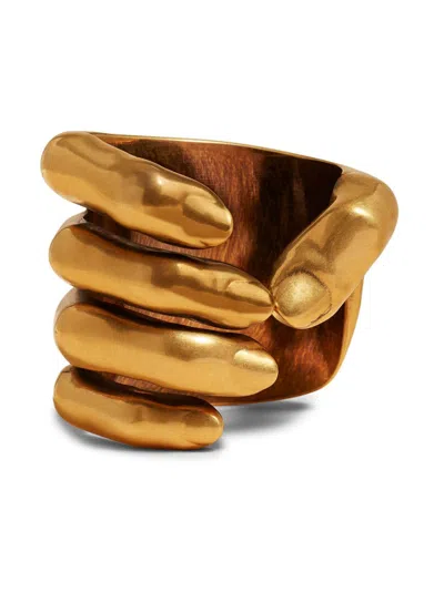 Khaite Sculpted-hand Cuff In Gold
