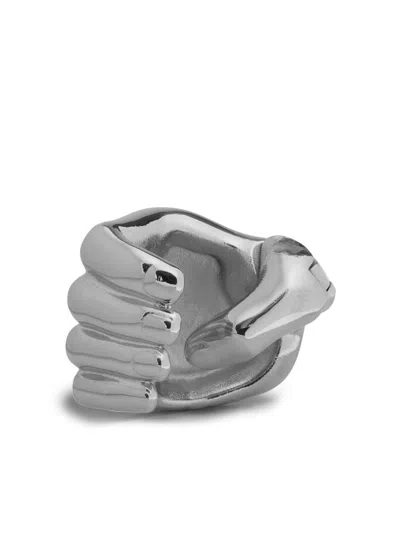Khaite Sculpted Hand Ear Cuff In Silver