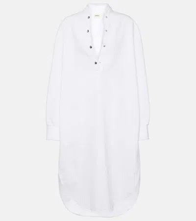 Khaite White Press-stud Denim Midi Dress In 100 White