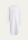 Khaite White Press-stud Denim Midi Dress In White