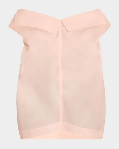 Khaite Selly Collared V-neck Silk Top In Soft Pink