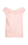 Khaite Selly Collared V-neck Silk Top In Pink
