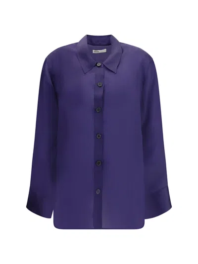Khaite Herschel Oversized Silk-organza Shirt In Blue