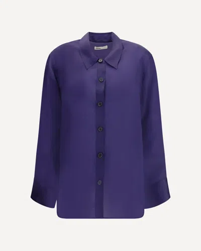 Khaite Herschel Oversized Silk-organza Shirt In Blue
