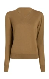 Khaite Senta V-neck Wool-blend Sweater In Brown