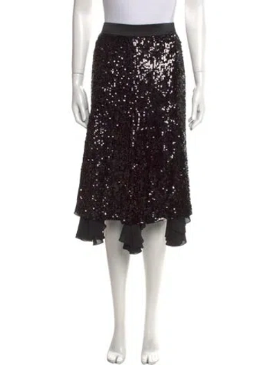 Pre-owned Khaite Sequin Midi Length Skirt In Black
