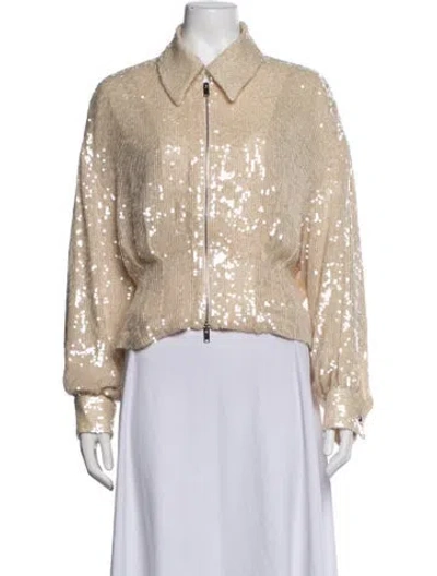 Pre-owned Khaite Sequin Patterned Jacket In Neutrals