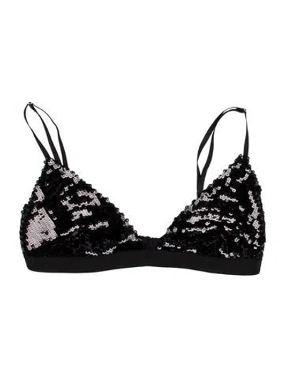 Pre-owned Khaite Sequin Strapless Sports Bra In Black