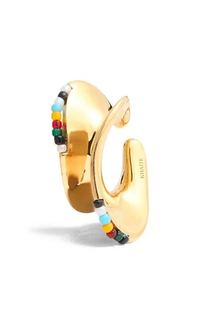 Khaite Shadow Beaded 18k Gold-plated Right Ear Cuff In Gold