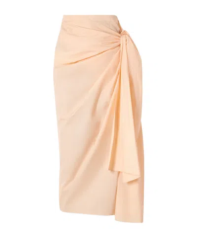Khaite Shay Tie-detailed Draped Cotton-poplin Wrap Midi Skirt In Brown