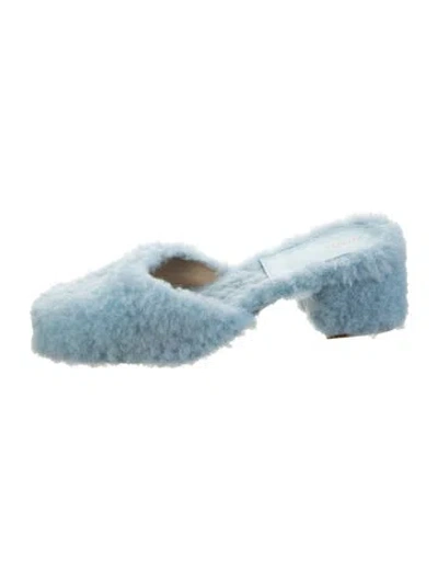 Pre-owned Khaite Shearling Mules In Blue