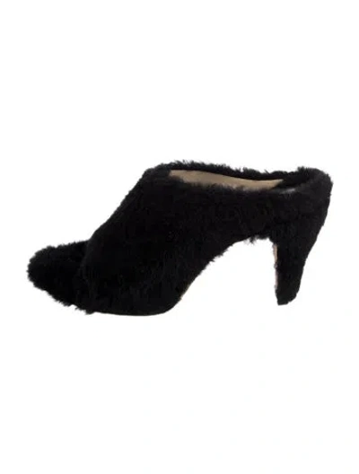 Pre-owned Khaite Shearling Slides In Black