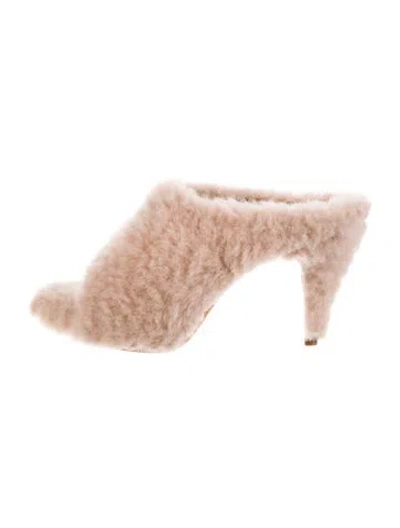 Pre-owned Khaite Shearling Slides In Neutral