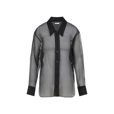 Khaite Sheer Black Pinstripe Shirt With Classic Collar