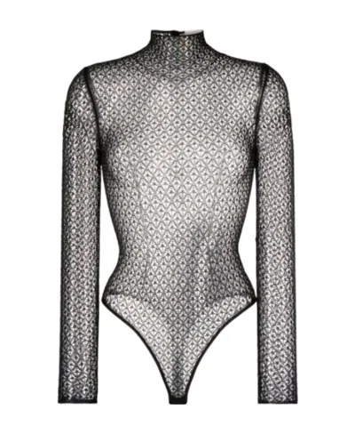 Khaite Sheer Fena Bodysuit In Gray
