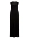 Khaite Ruslan Fringe Yoke Sleeveless Column Gown In Black