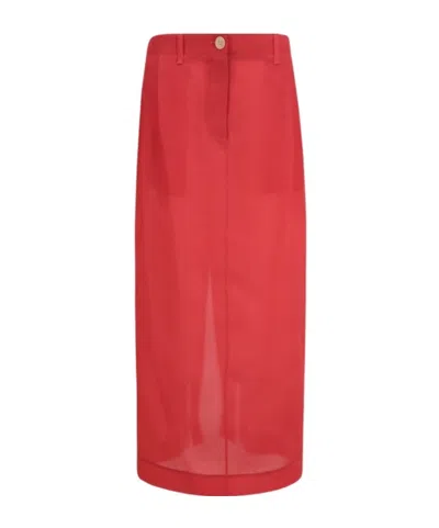 Khaite Lucian Midi Skirt In Red