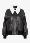 Khaite Shellar Single-breasted Leather Jacket In Blue