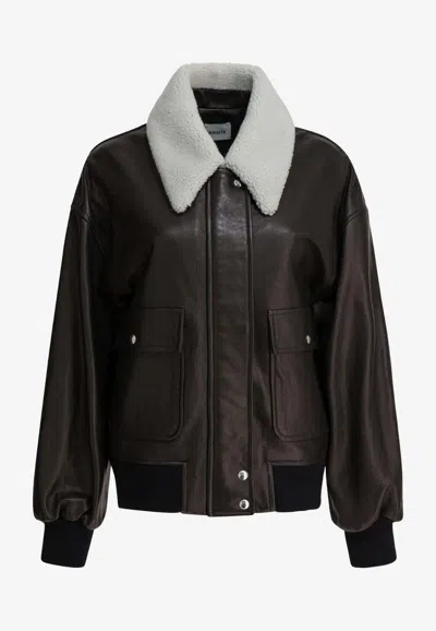 Khaite Shellar Leather Jacket In Brown