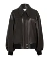 Khaite Shelman Leather Bomber Jacket In Black