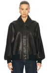 Khaite Shelman Leather Bomber Jacket In Black