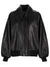 Khaite Shelman Leather Bomber Jacket In Black