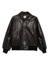 Khaite Shelman Leather Bomber Jacket In Black