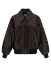 Khaite Womens Dark Brown Shelman Pointed-collar Leather Jacket Xs In Brown