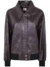 Khaite Shelman Leather Jacket In Blue