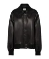 Khaite Shelman Leather Bomber Jacket In Black