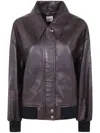 Khaite Womens Dark Brown Shelman Pointed-collar Leather Jacket Xs In Brown