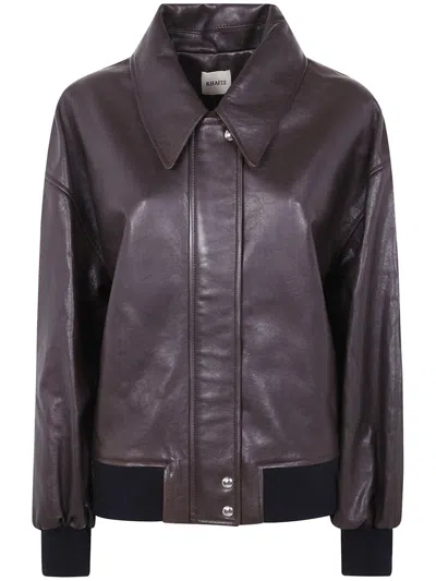 Khaite Shelman Leather Jacket In Brown