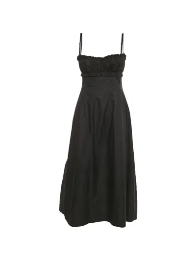 Pre-owned Khaite Shirred Midi Dress In Black