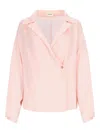 Khaite Silk Shirt With Wide Collar In Pink