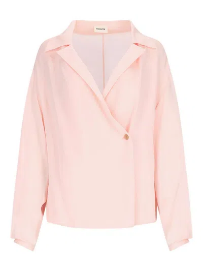 Khaite Silk Shirt With Wide Collar In Pink