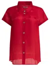 Khaite Womens Raspberry Keefe Sheer Silk Top Xs