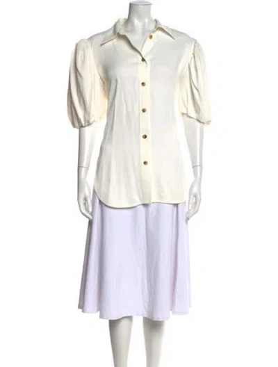 Pre-owned Khaite Short Sleeve Blouse In White