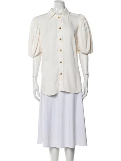 Pre-owned Khaite Short Sleeve Blouse In White