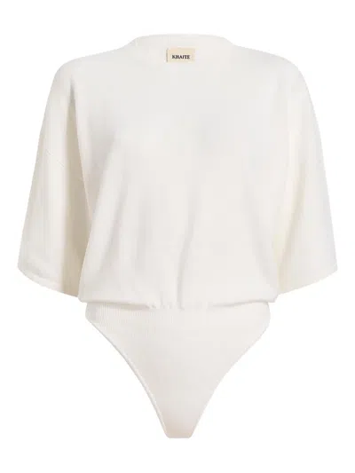Khaite Simon Boxy Wool-blend Bodysuit In Glaze