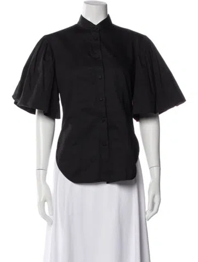 Pre-owned Khaite Short Sleeve Button-up Top In Black